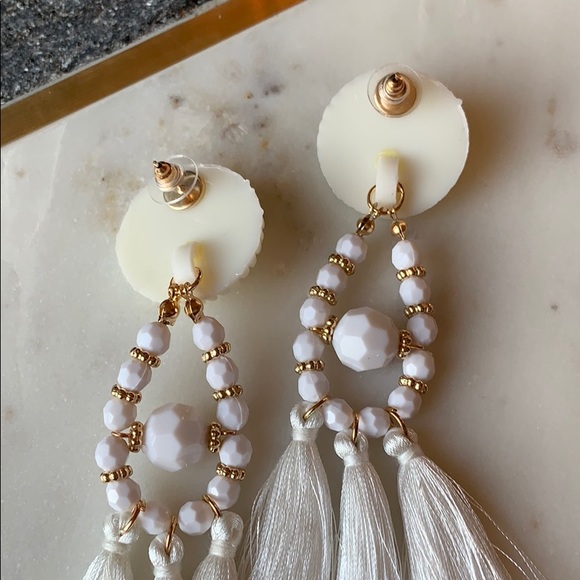 White Statement Earrings - Picture 5 of 6